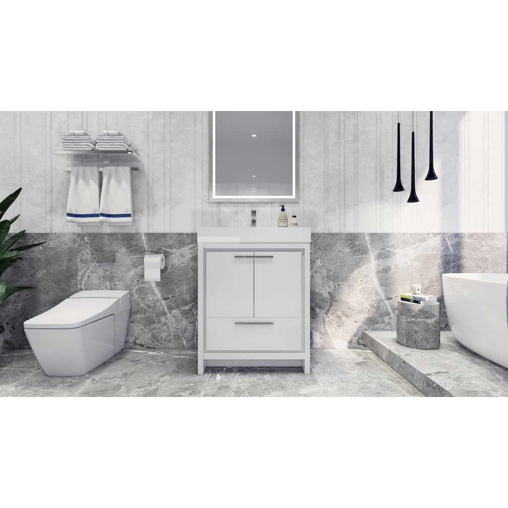 Dove 30'' Freestanding Vanity with Reinforced Acrylic Sink