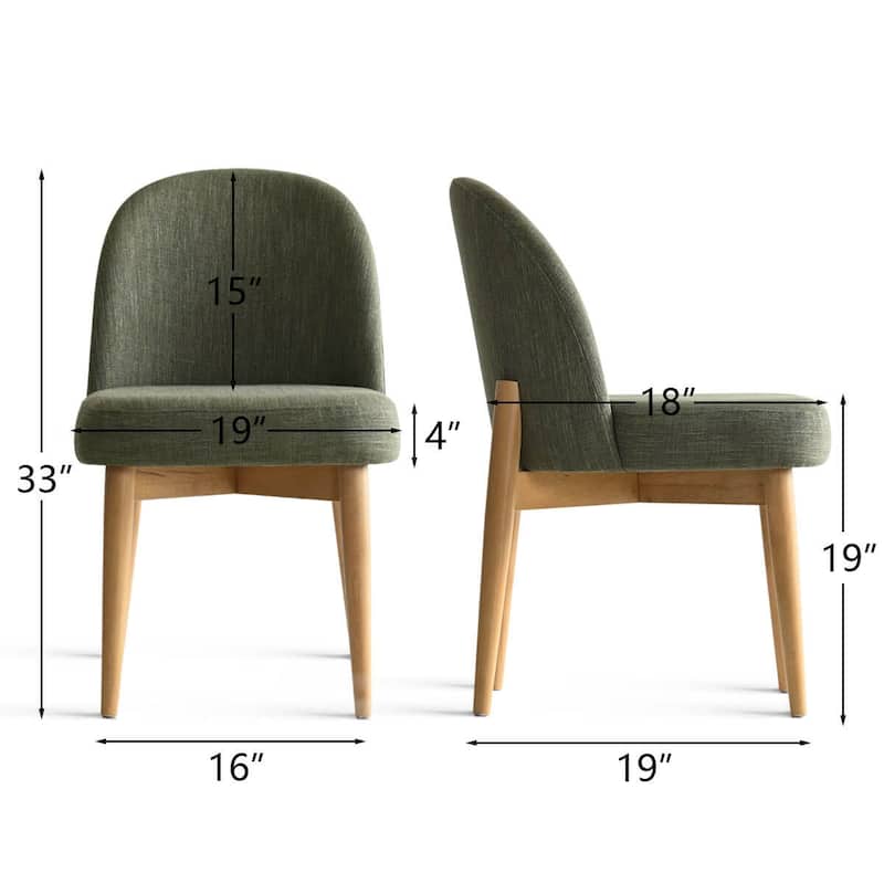 Linen Upholstered Dining Chairs With Solid Wood Legs (Set of 8)