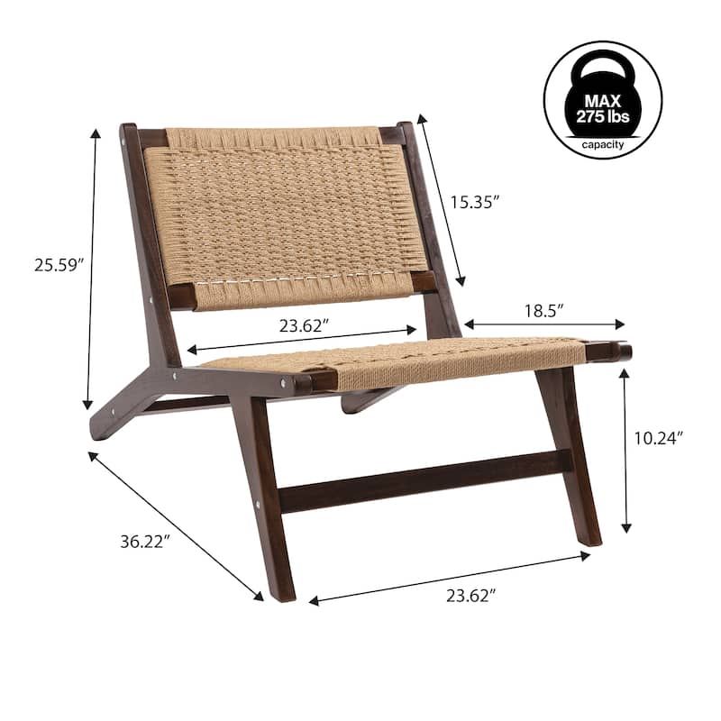 Hartley Woven Seagrass Wood Armless Lounge Chair, Natural by JONATHAN Y