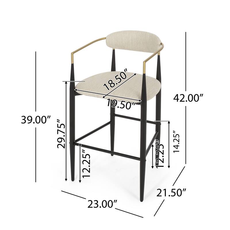 Barstools Set of 2, Counter Height Upholstered Bar Stools with Backs and Iron Legs for Kitchen Island, 260LBS Weight Capacity