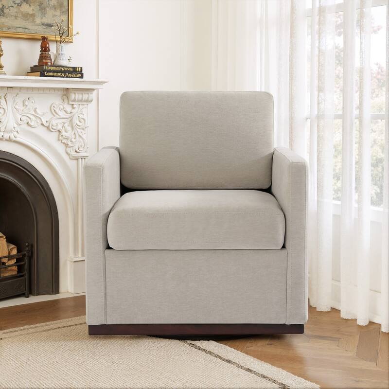 uixe Modern Upholstered Swivel Accent Chair with Pocket Spring Seat - Chenille - Sand