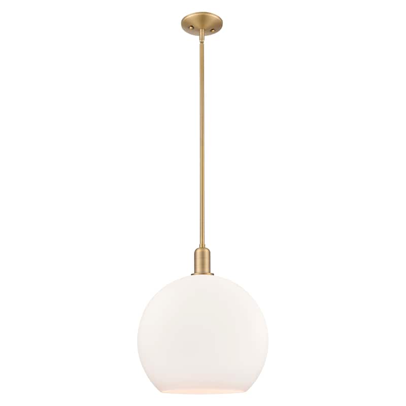 Innovations Lighting Endless Possibilities Arcadia - Athens - 1 Light 14" Stem Hung Mini Pendant - Brushed Brass/Matte White