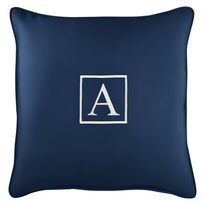 Monogram Corded Single Square Pillow by Havenside Home - "A" - Navy