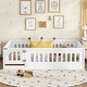 preview thumbnail 63 of 94, White Bed Frame Montessori Bed Twin Size Toddler Floor Bed with Guardrails and Door for Children Boys Girls Kids Playroom