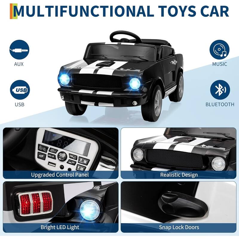 12v Electric Vehicle Licensed Shelby GT350 Ride on Car Toy for Kids Best Gifts