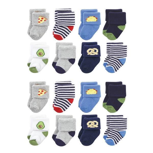 slide 1 of 1, Hudson Baby Cotton Rich Baby Terry Socks 16-Pack, Snacks 0-6 Months - Snacks