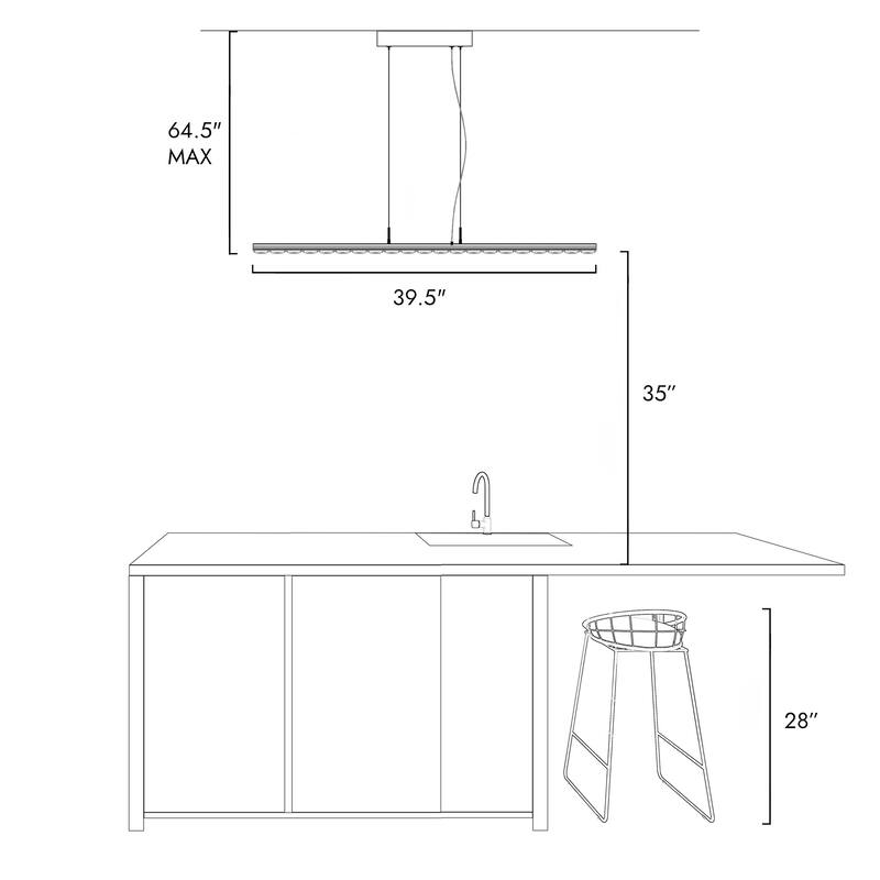 Modern Minimalist Linear LED Integrated Luxury Chandelier Dining Room Crystal Pendant - L39.4"* W2"* H1.4"