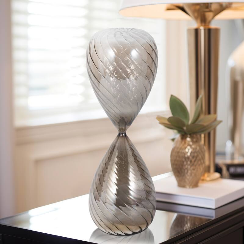 Modern Glass Hourglass Sculpture - Home Decor