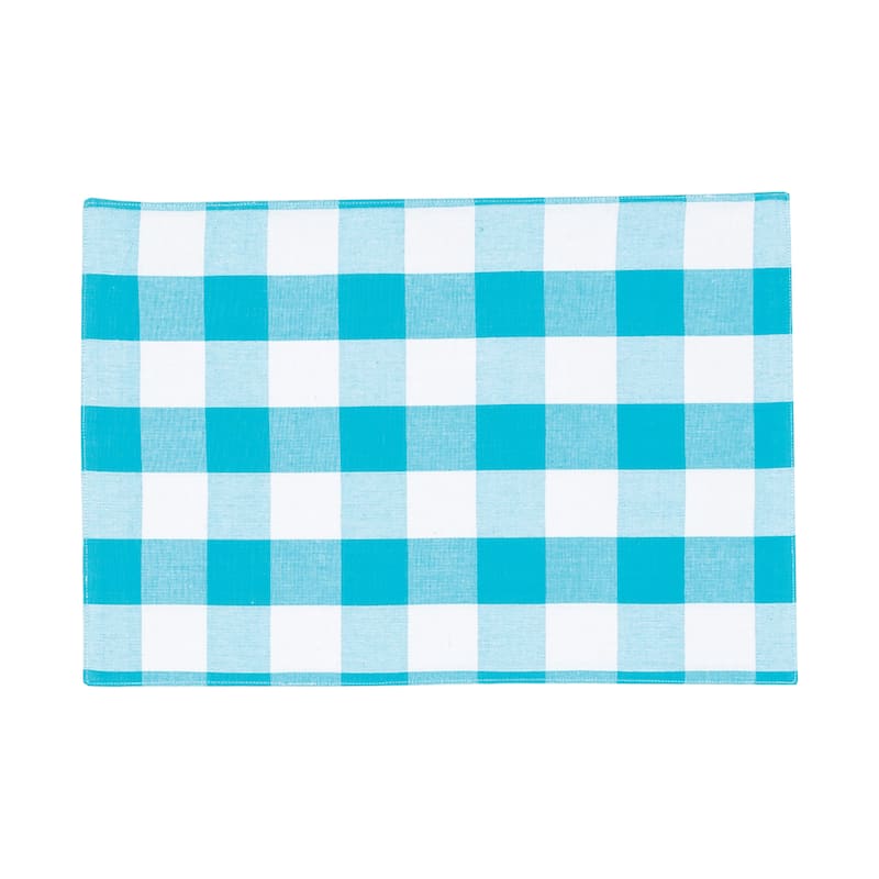 Franklin Checkered Plaid Turquoise Placemat Set 6 - Bed Bath & Beyond ...