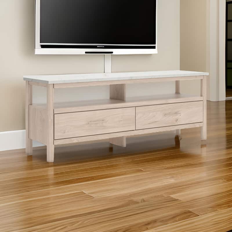 Mooran Large TV Media Console, Shelf, 2 Drawers, Brown Beige, 71 Inch