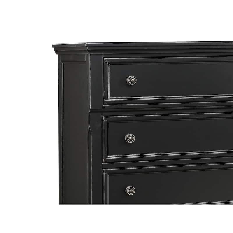 Casual Transitional Styling Chest of Drawers Black Finish Bun Feet