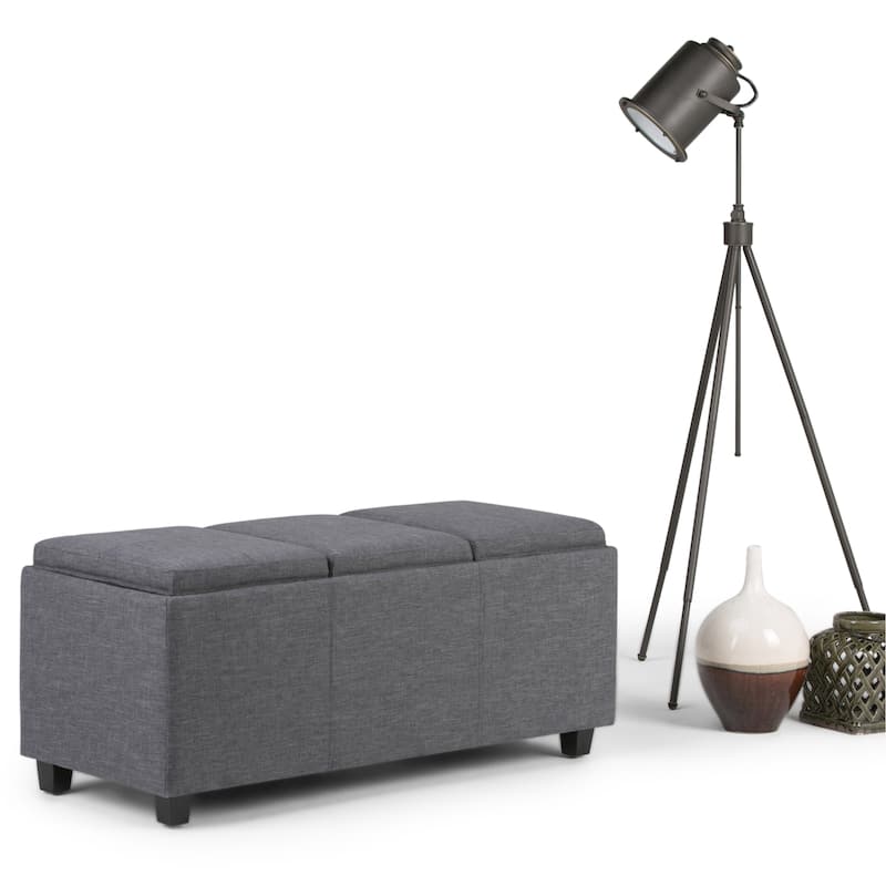 WYNDENHALL Franklin 42-in. Wide Contemporary Rectangular Storage Ottoman - Slate Grey
