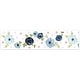 preview thumbnail 2 of 1, Blue Watercolor Floral Collection Wallpaper Wall Border - Blush Pink Navy Green and White Shabby Chic Rose Flower Farmhouse Boho