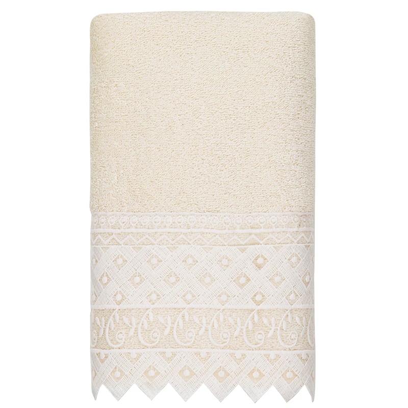 Authentic Hotel and Spa 100% Turkish Cotton Aiden 3PC White Lace Embellished Towel Set