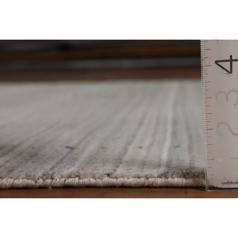 Hand Knotted Oriental 100% Wool Carpet Tribal Stripe Beige & Ivories Gabbeh Area Rug - 9' 3'' X 6' 2''