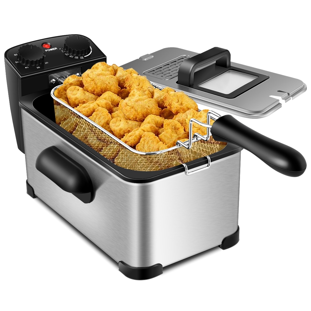 Costway 5.3 QT Electric Hot Air Fryer 1700W Stainless steel Non-Stick Fry  Basket