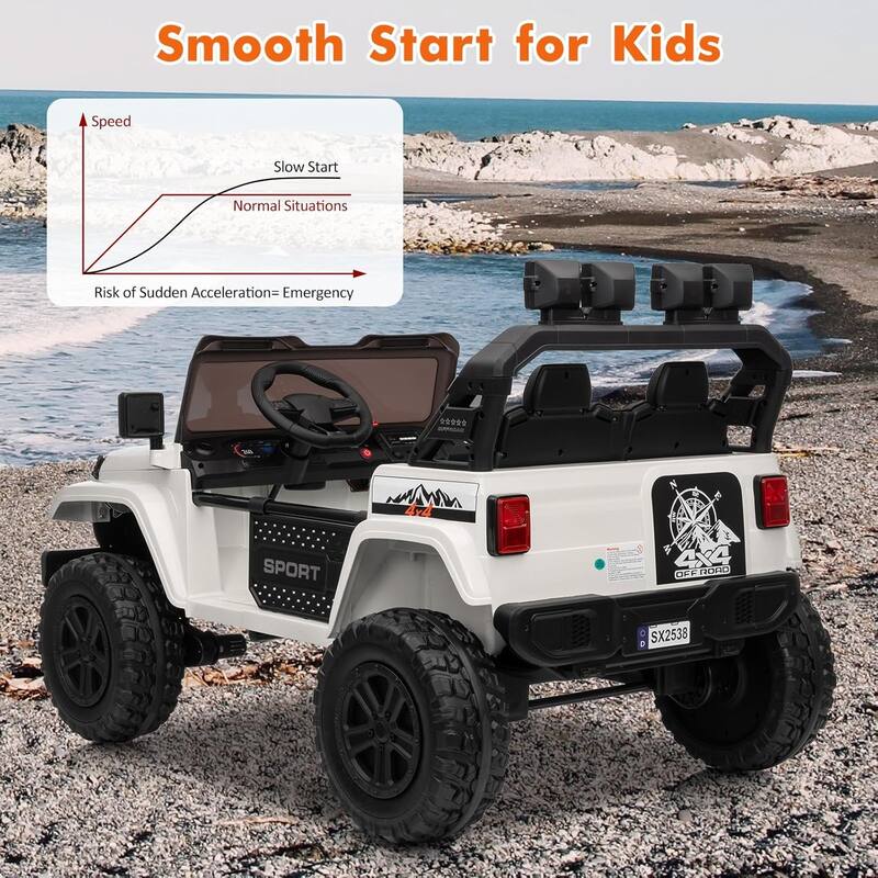 24V Kids Electric Ride-On Car, 2-Seater 4WD