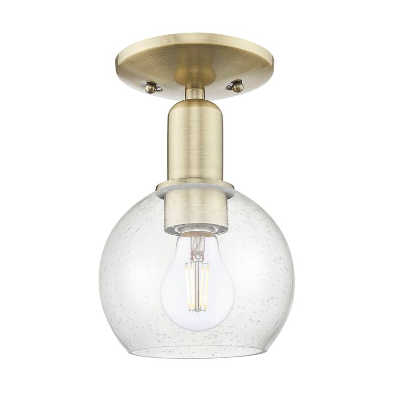 Innovations Lighting 716-1C-10-6 Athens Semi-Flush Athens 6" Wide - Antique Brass / Seedy