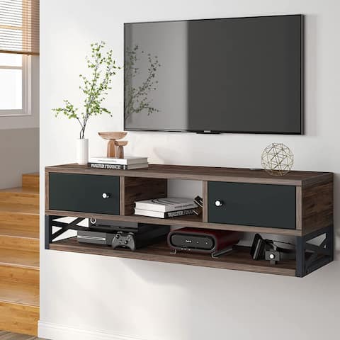 Floating TV Stand, 3-Tier Wall Mounted Media Console TV Shelf - 11.81"D x 39.37"W x 11.81"H