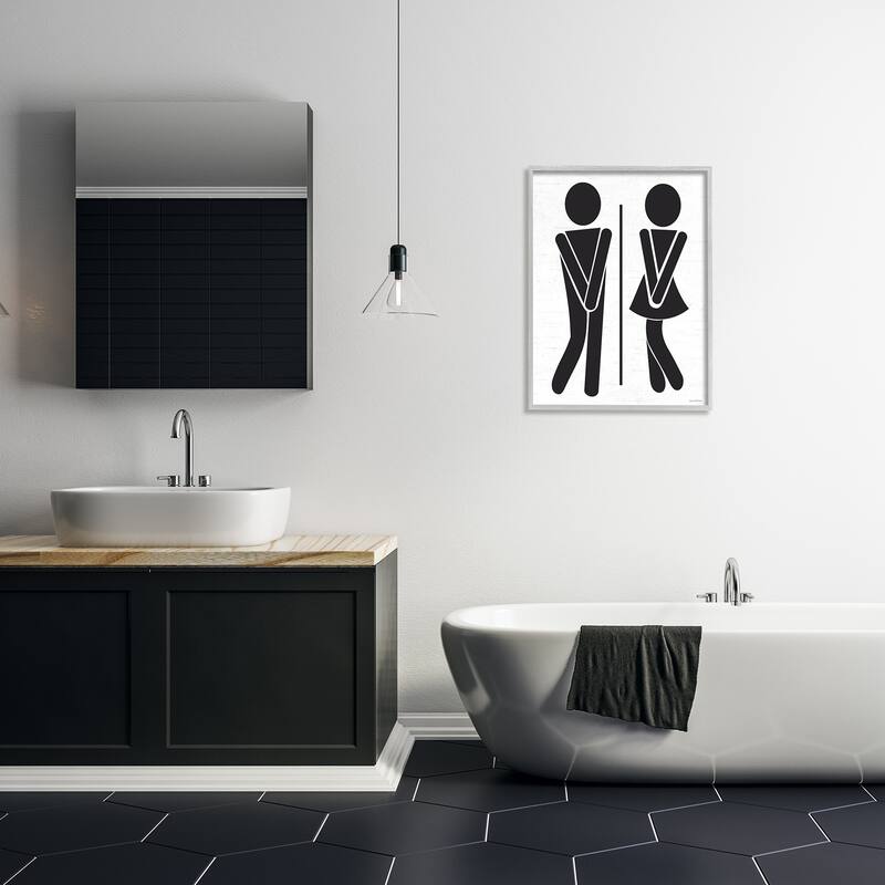 Stupell Bathroom Sign Genders Got to Go Stance Figures Framed Wall Art - Black
