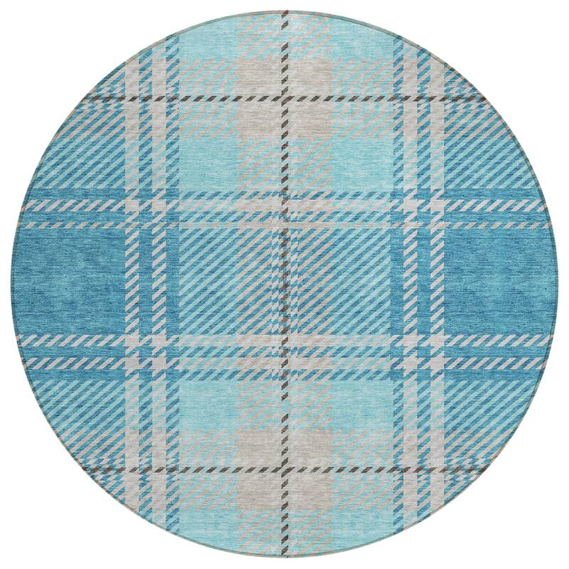 Machine Washable Indoor/ Outdoor Chantille Plaid Cozy Rug