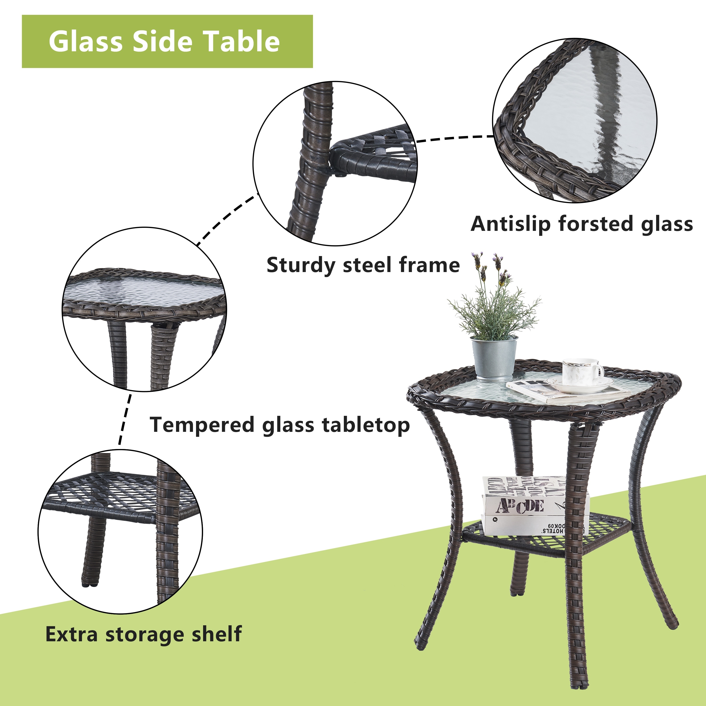 Oakmont outdoor furniture 3 piece bistro sales set rocking chairs and glass top table