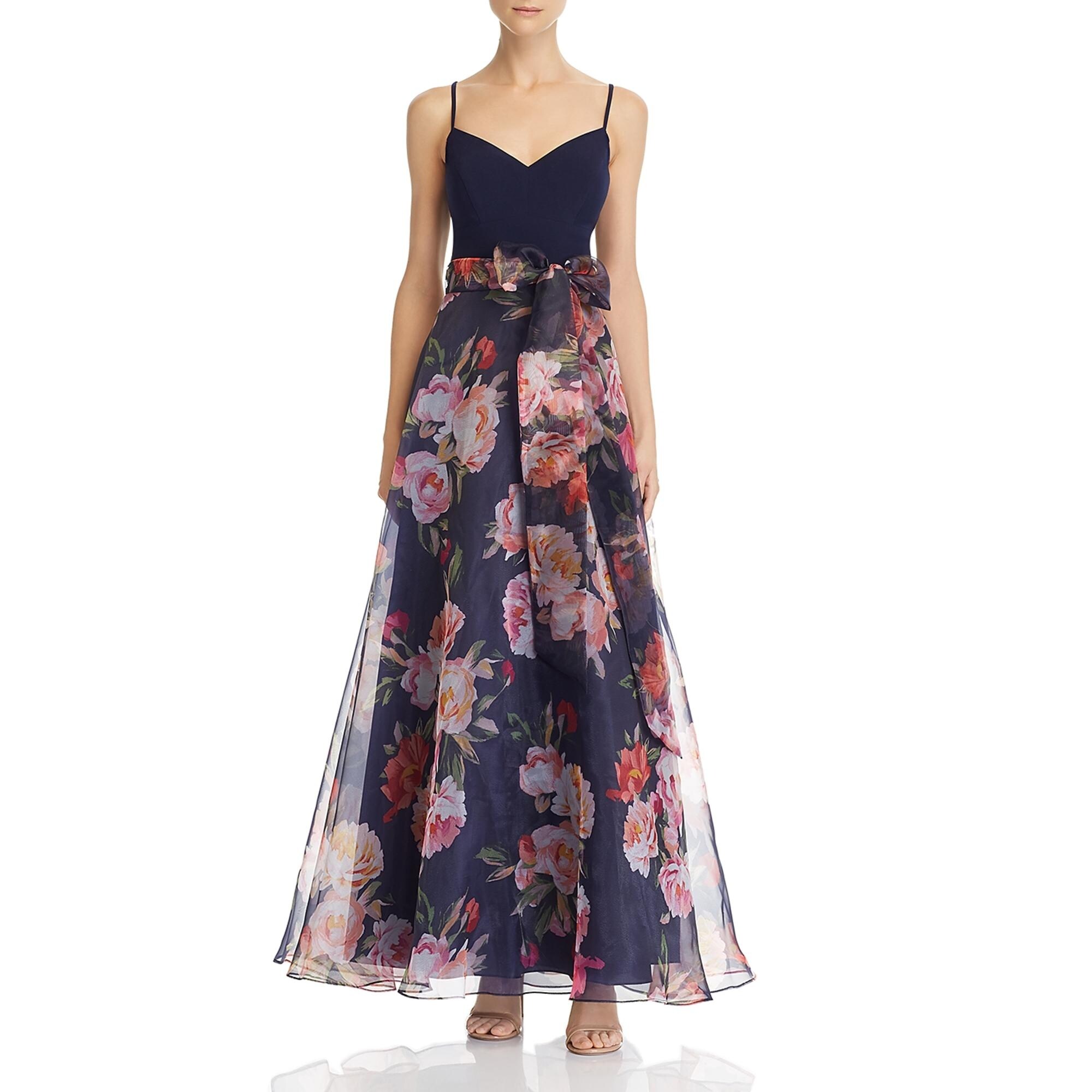 eliza j metallic floral ball gown