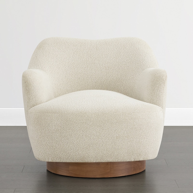 Spruce & Spring Modern Upholstered Swivel Accent Chair with Wood Base