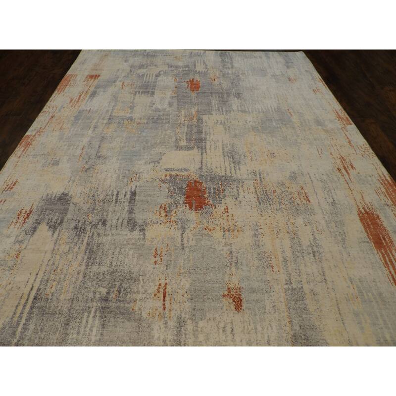 Wahi Rugs Abstract Silk Oxidized Mosaic Design 8'0"x10'0" Hand-knotted Rug - 8' x 10'