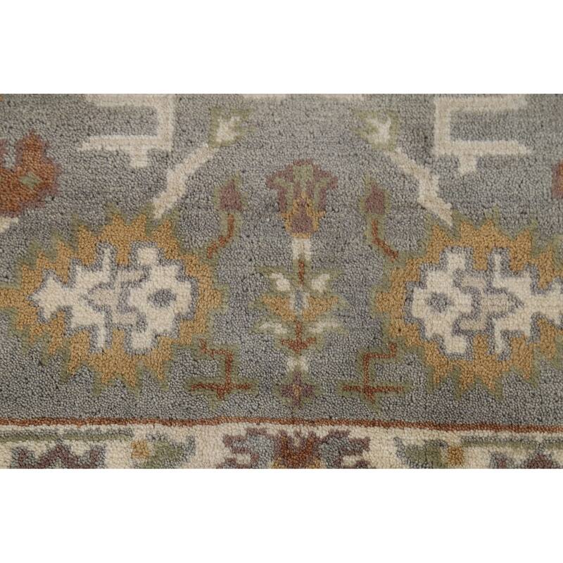 Gray Geometric Oushak Indian Accent Rug Handmade Wool Carpet - 3'1"x 5'2"