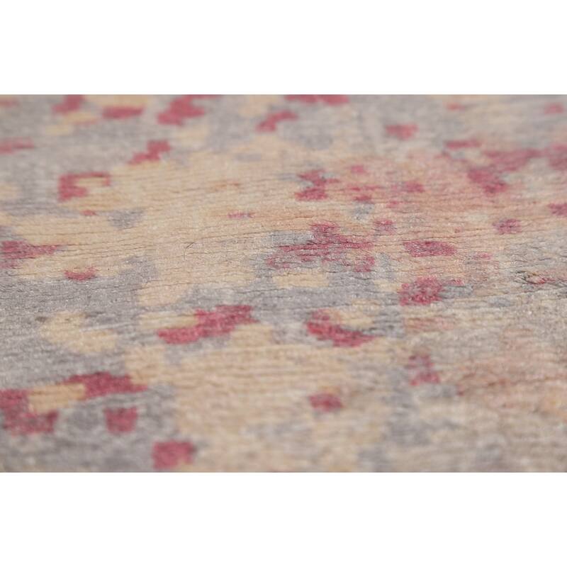 Contemporary Abstract Indian Area Rug Hand-Knotted Wool Carpet - 9'0"x 11'10"