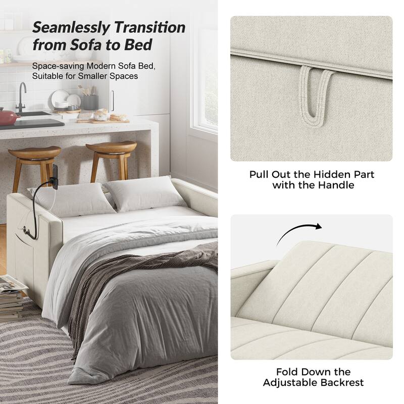 Duane Modern Upholstered Sleeper Sofa with Mobile Phone Holder by HULALA HOME