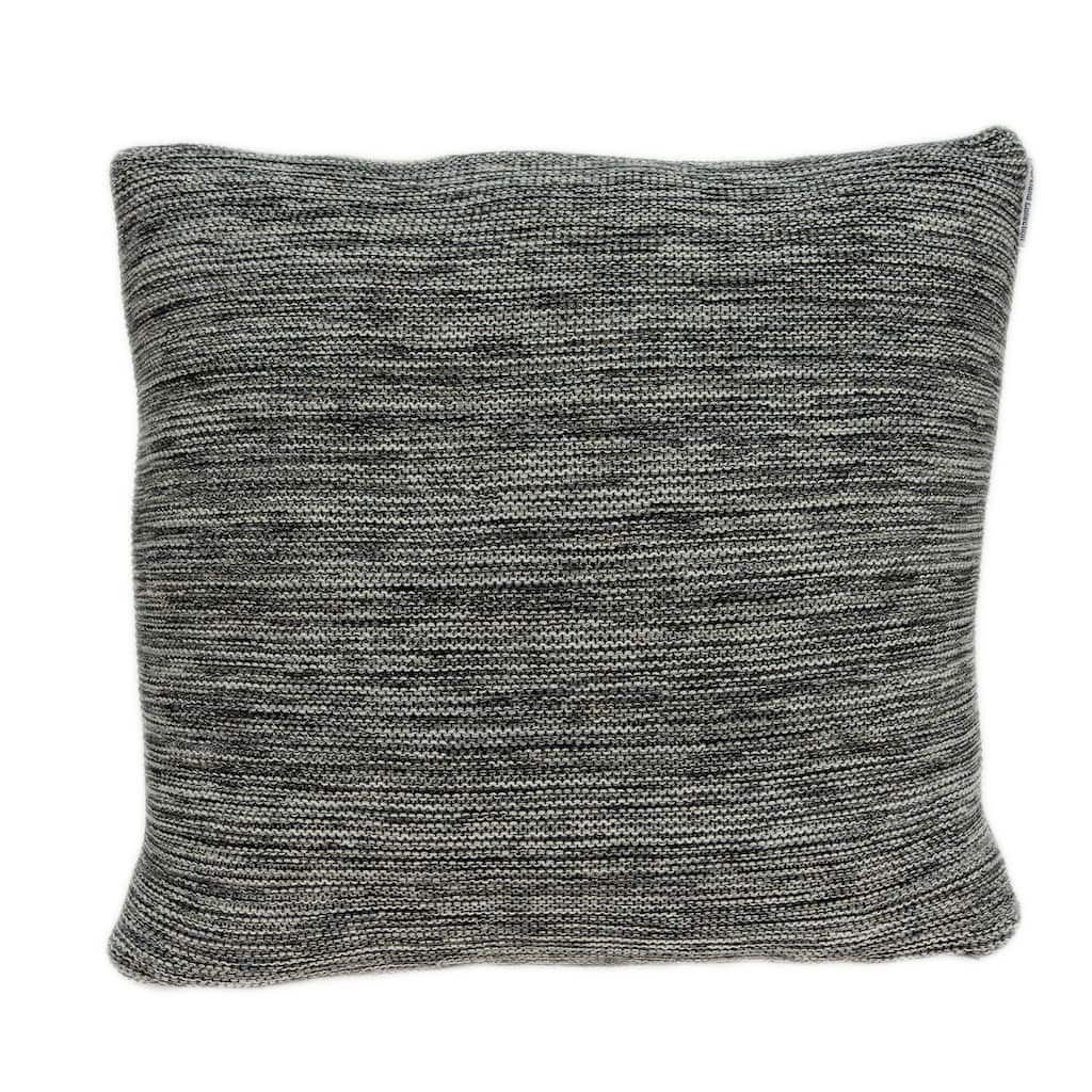 Knitted stripe Cotton Square Throw Pillow - 20" - Gray and Gold