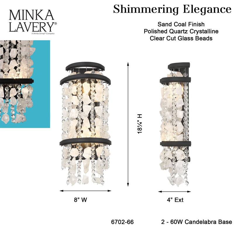 Minka Lavery 6702 Shimmering Elegance 2 Light 18" Tall ADA Wall Sconce