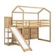 preview thumbnail 11 of 31, Contemporary Twin Size Wood House Loft bed with Slide, Storage shelves and Light, Multifunctional Storage, 3 Beds in 1, Natural