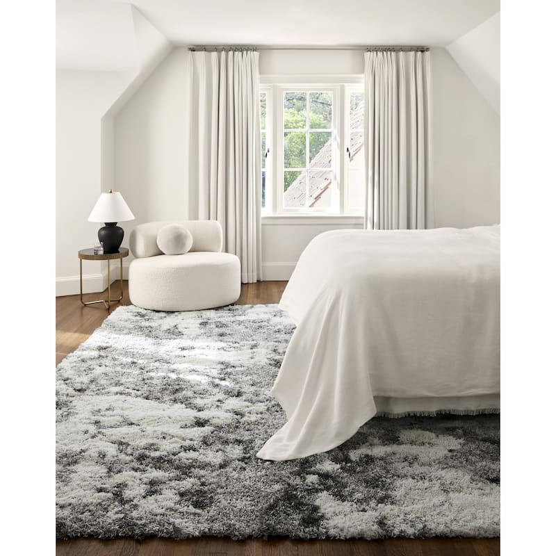 Livabliss Alta Shag Modern Area Rug - Light Grey - 5'3" x 7'