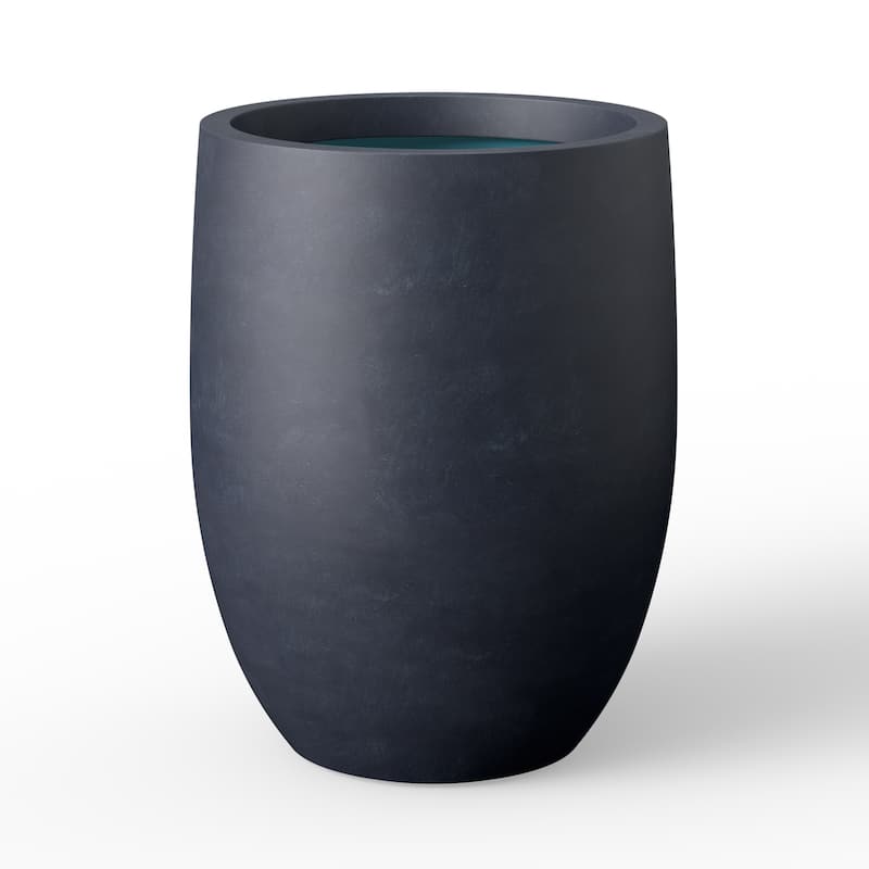 Concrete Round Planter Flower Pot with Drainage Holes - Granite Gray(Enhanced Interior) - 12.5 x 16.5 in