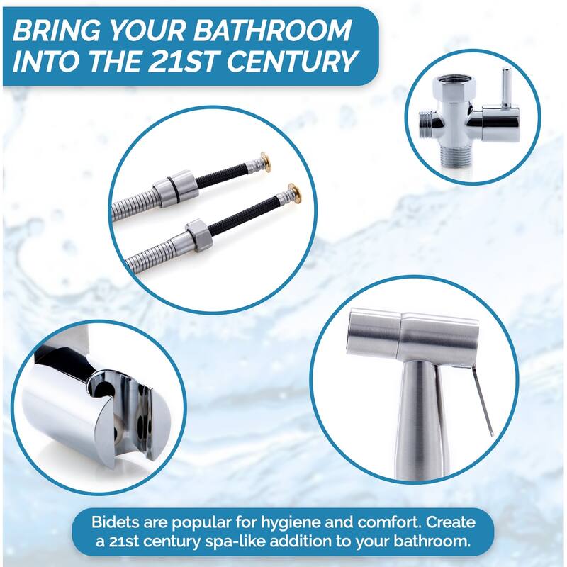 Bidet - Stainless Steel -Hand-Held Sprayer Attaches to Toilet 59" Hose