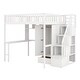 preview thumbnail 6 of 25, Full Size Wood Loft Bed with Bookshelf, Stairs Drawers, Desk and Wardrobe with Top Bunk with Full Length High Guardrails