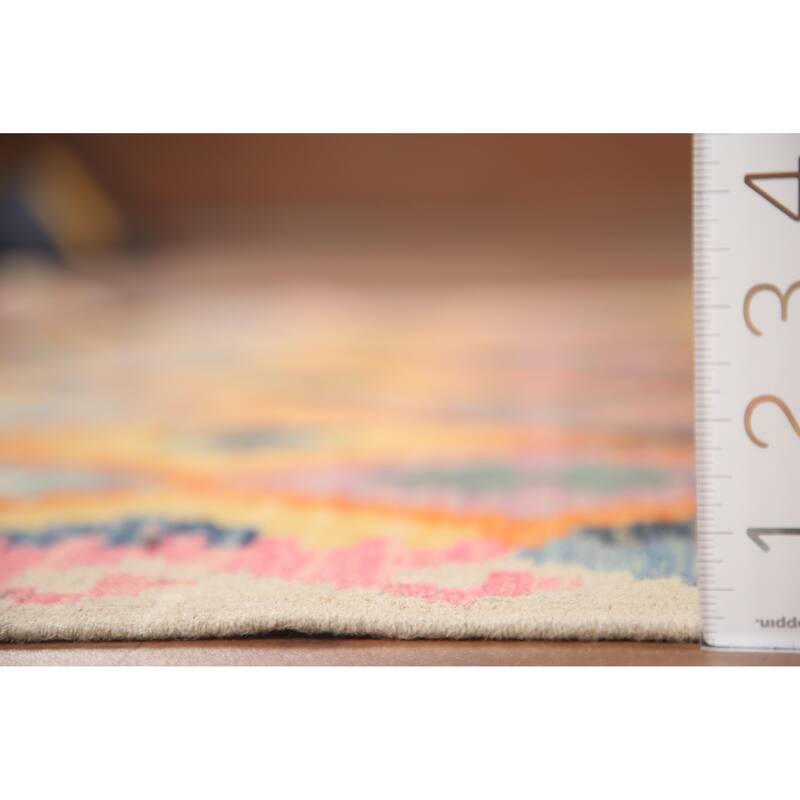 Hand Woven Oriental 100% Wool Carpet Southwestern All-Over Oranges & Rust Kilim Area Rug - 6' 7'' X 5' 0''