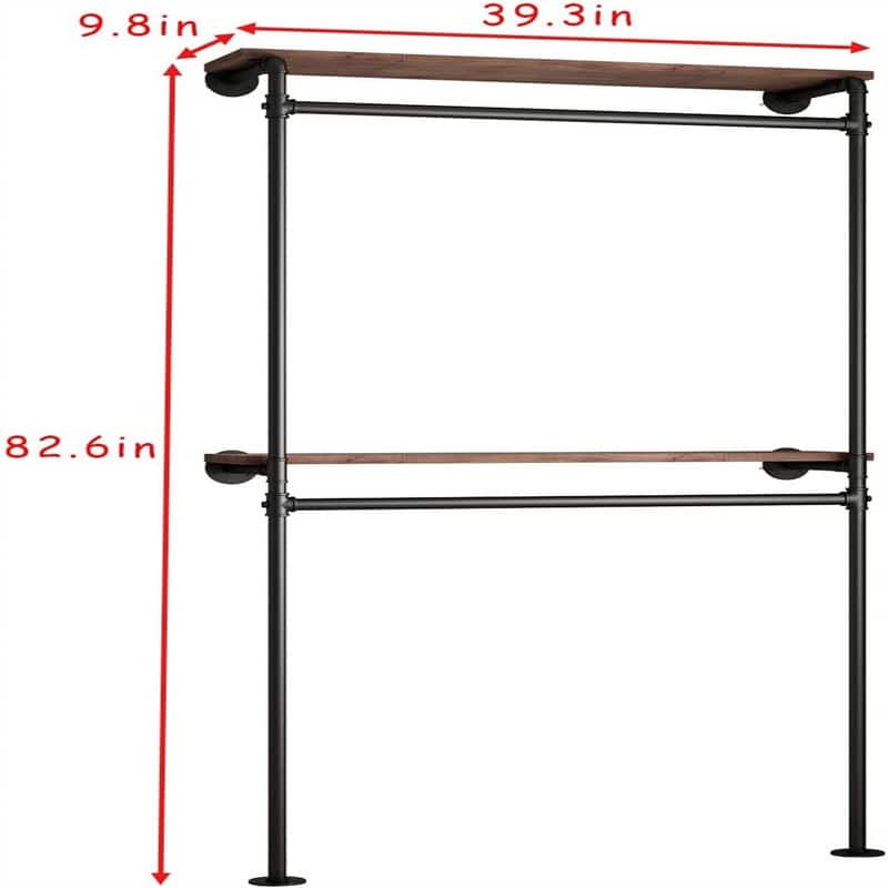 Industrial Pipe Clothing Racks with 2 Tier Shelves