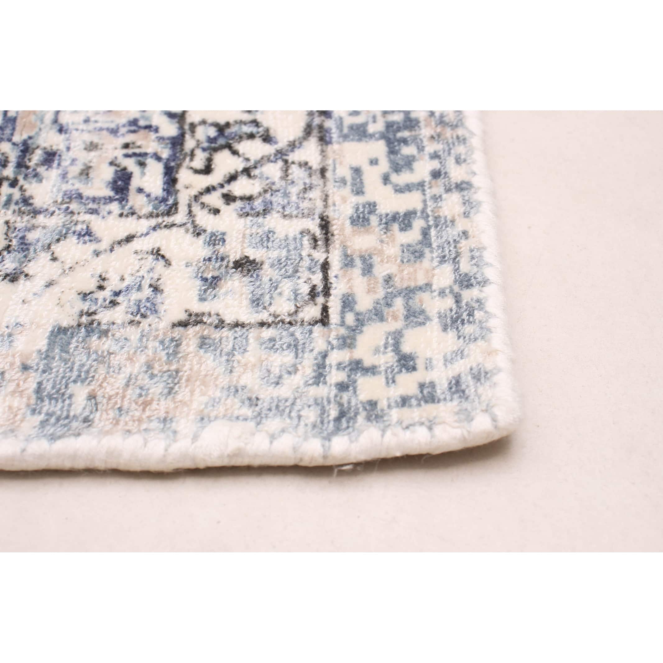 ECARPETGALLERY Hand Loomed Galleria Slate Blue Viscose Rug 8'9 x 11'9