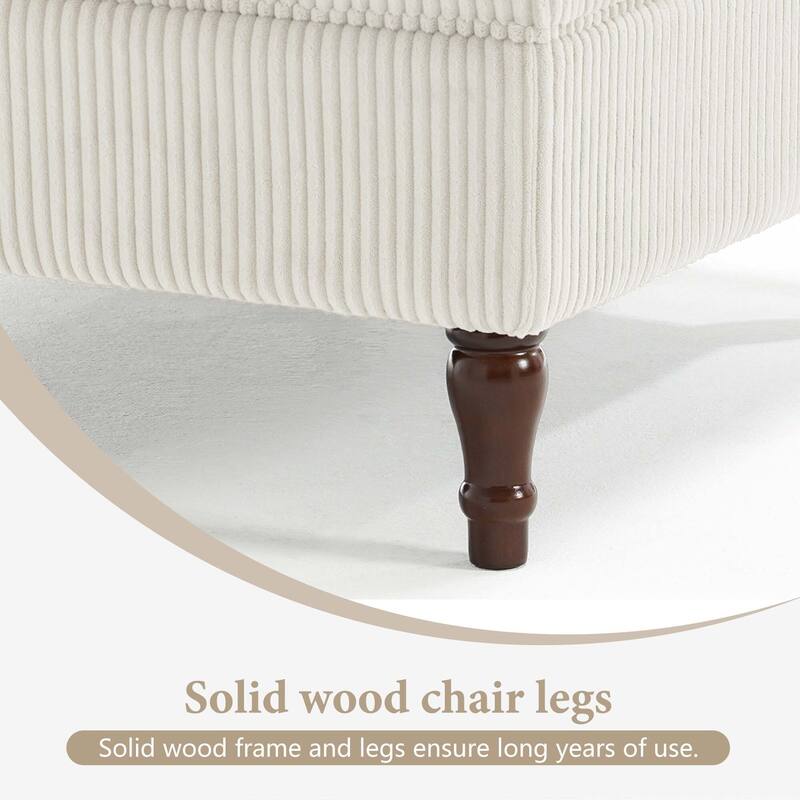 130"W Corduroy Upholstered Modular Sectional Sofa with Storage Ottoman