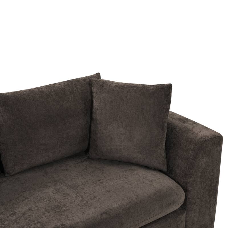 Roomfitters 93.7" L-Shaped Upholstered Sectional Sofa with Wooden Storage Compartment
