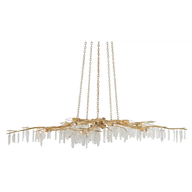 Currey & Company Forest Light Gold Chandelier - 8"h x 62"dia - 8"h x 62"dia - Washed Lucerne Gold/Natural