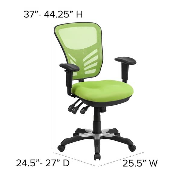 dimension image slide 6 of 13, Nicholas Mid-Back Blue Mesh Multifunction Executive Swivel Ergonomic Office Chair with Adjustable Arms