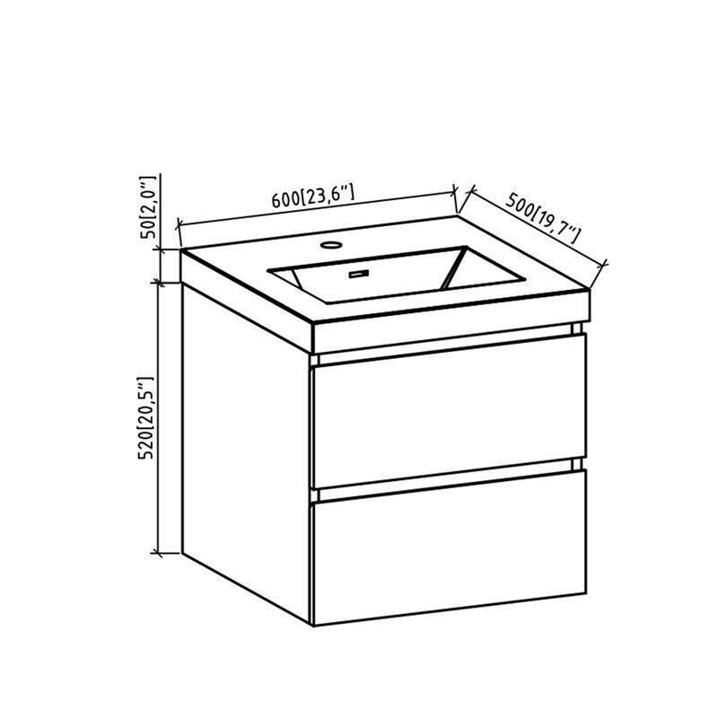 24"/30"/36"/48" Wall-Mounted 2-drawer Bathroom Vanity Set with Integrated Resin Sink