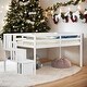 preview thumbnail 2 of 11, Contemporary Twin Size Loft Bed with 2 Storage Staircase and Guardrails, Space for Entertainment, Solid Construction, White