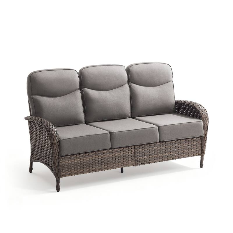 Pocassy Outdoor Sofa Swivel Chair and Ottman with Coffee Table