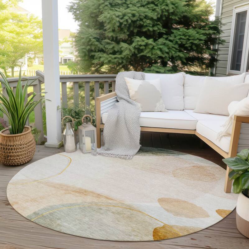 Belu Artistic Abstract Weather Resistant Timeless Fusion Outdoor Rug
